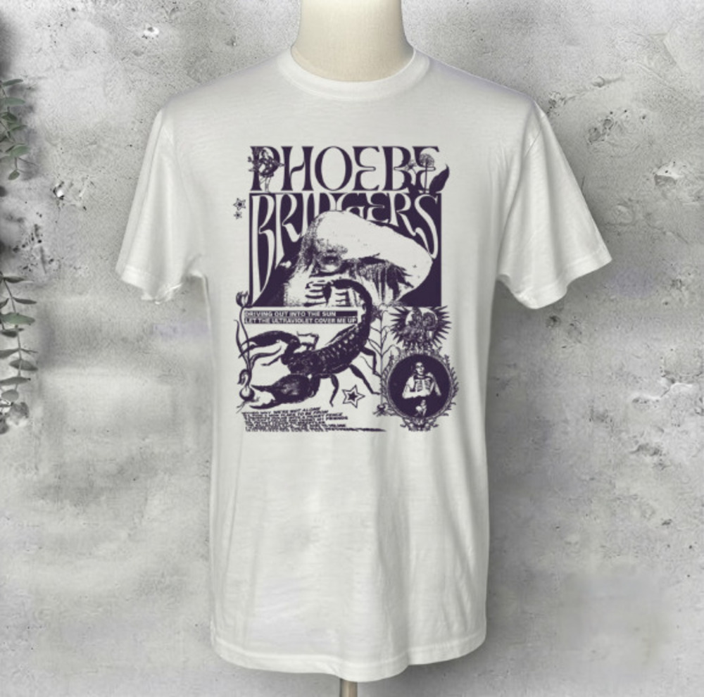 Phoebe Bridgers Punisher Scorpion Skeleton Indie Rock Vintage White T-Shirt